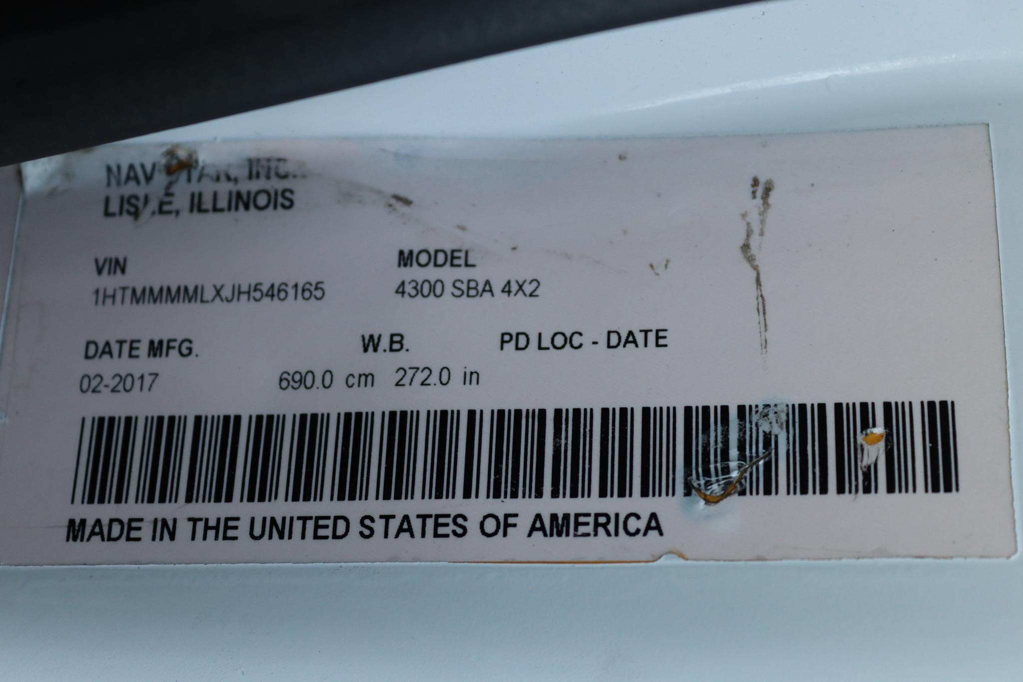 2018 INTERNATIONAL DURASTAR 4300 10016661765 2018 INTERNATIONAL DURASTAR 4300 10016661765