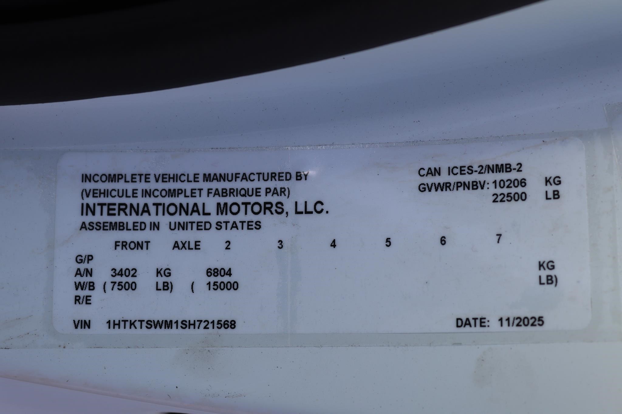 2026 INTERNATIONAL CV 11003689897 2026 INTERNATIONAL CV 11003689897