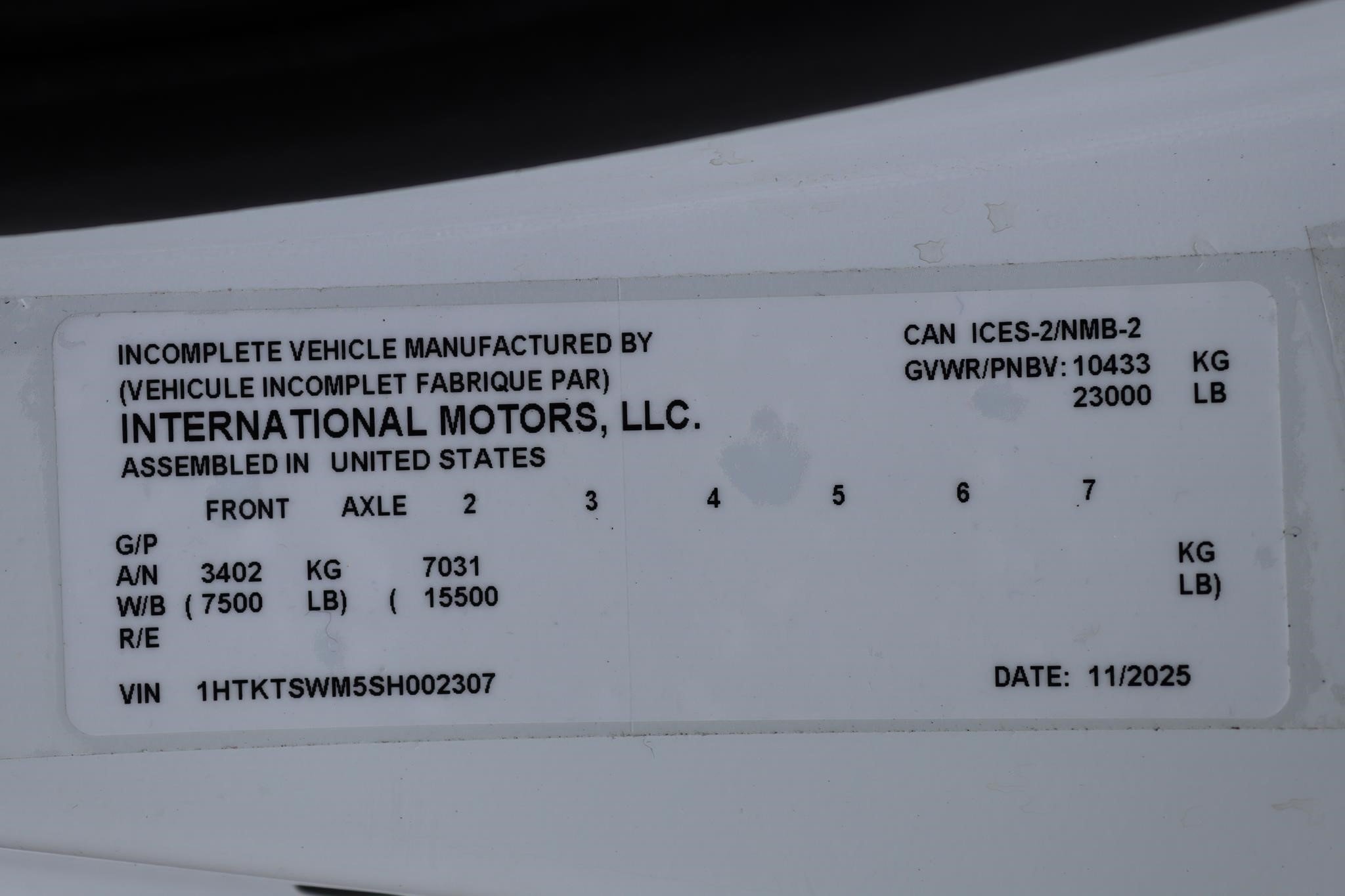 2026 INTERNATIONAL CV 11006049597 2026 INTERNATIONAL CV 11006049597