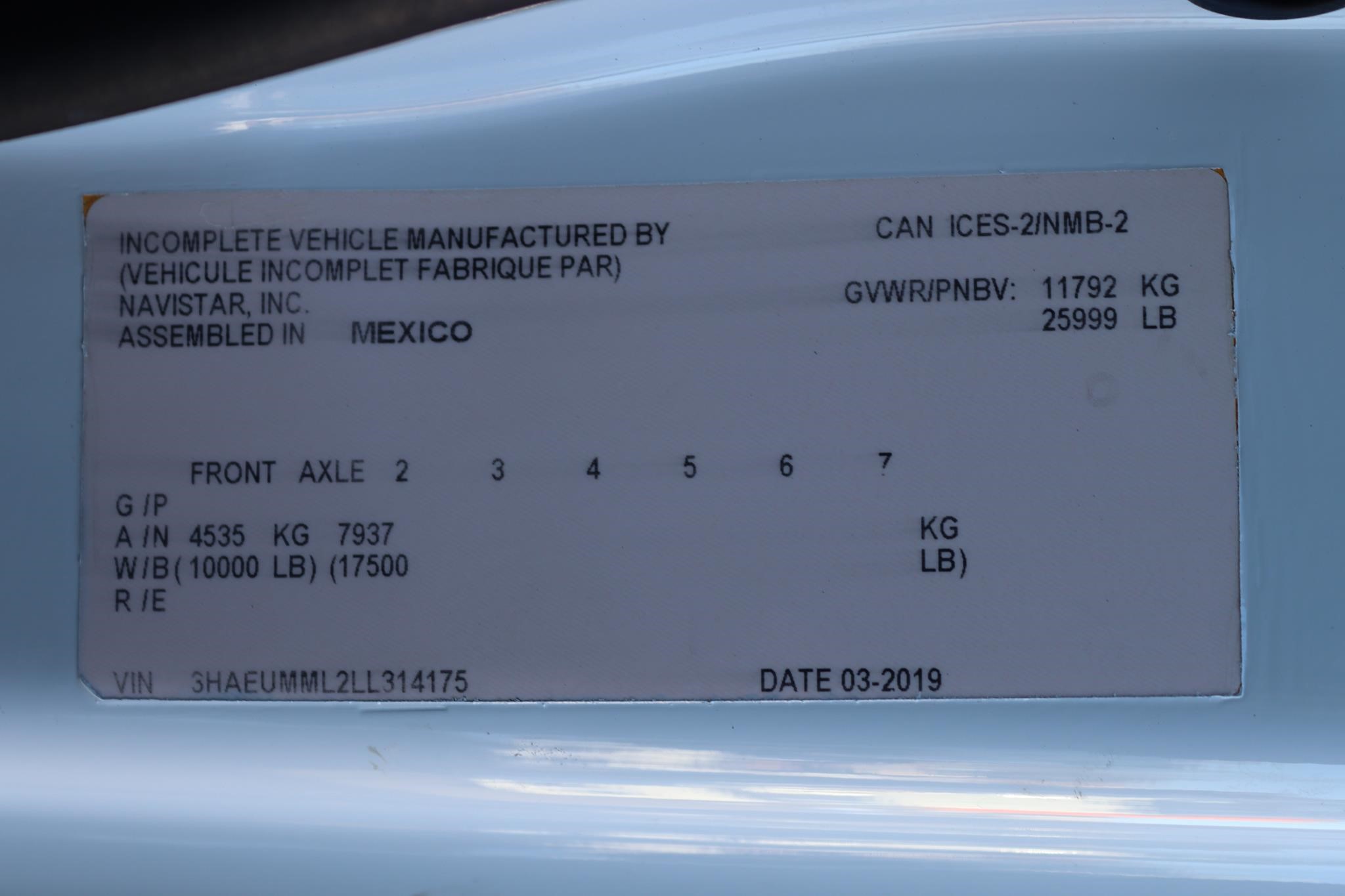 2020 INTERNATIONAL MV 11007667806 2020 INTERNATIONAL MV 11007667806