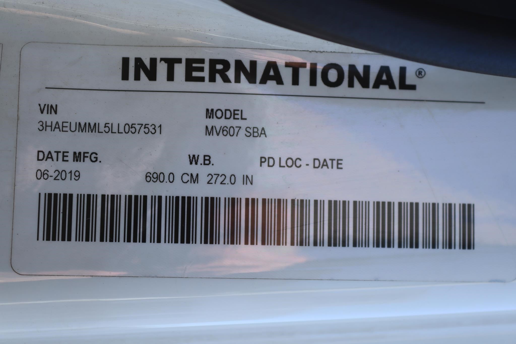 2020 INTERNATIONAL MV 11012578002 2020 INTERNATIONAL MV 11012578002