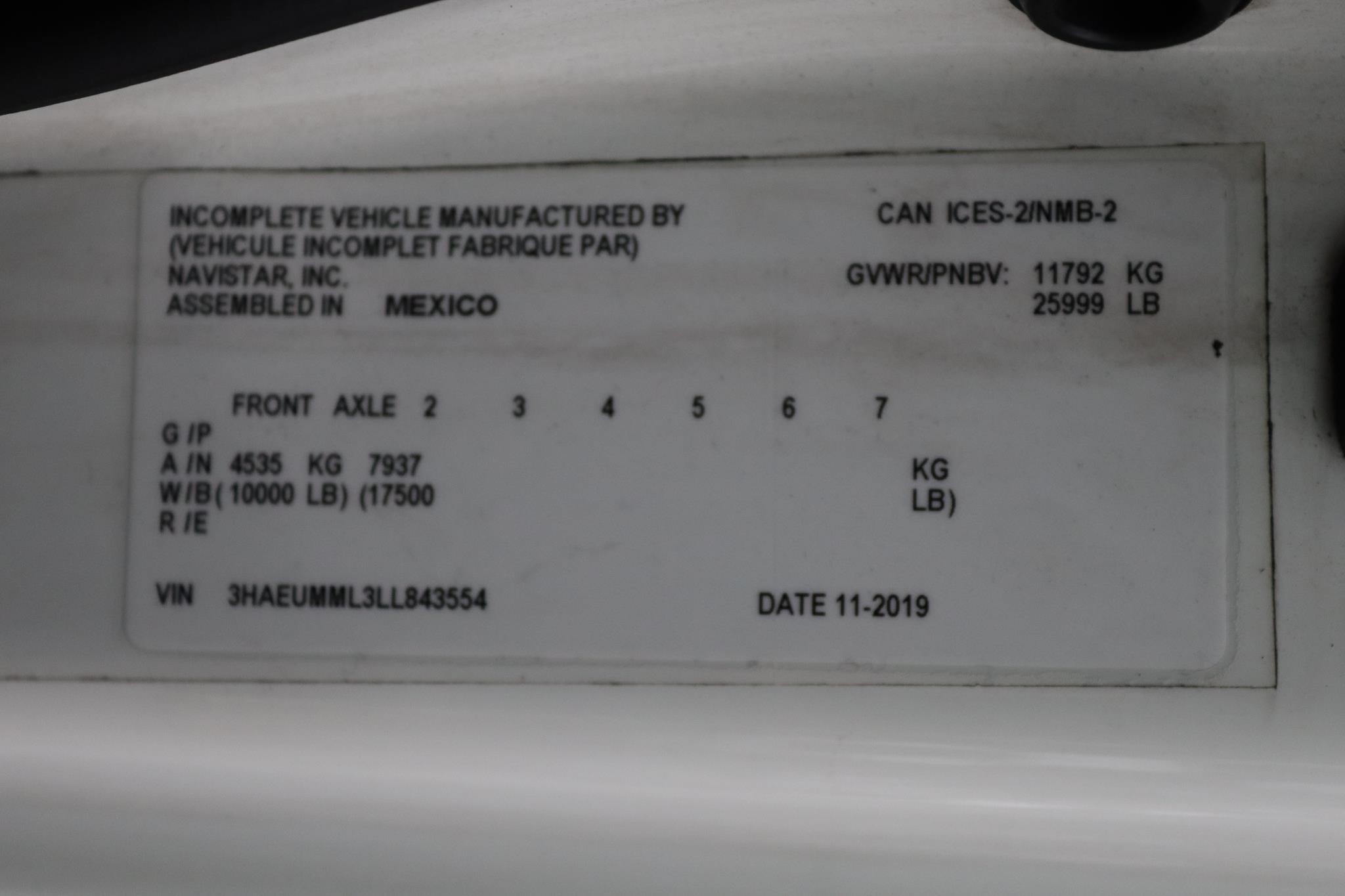 2020 INTERNATIONAL MV 11013210912 2020 INTERNATIONAL MV 11013210912