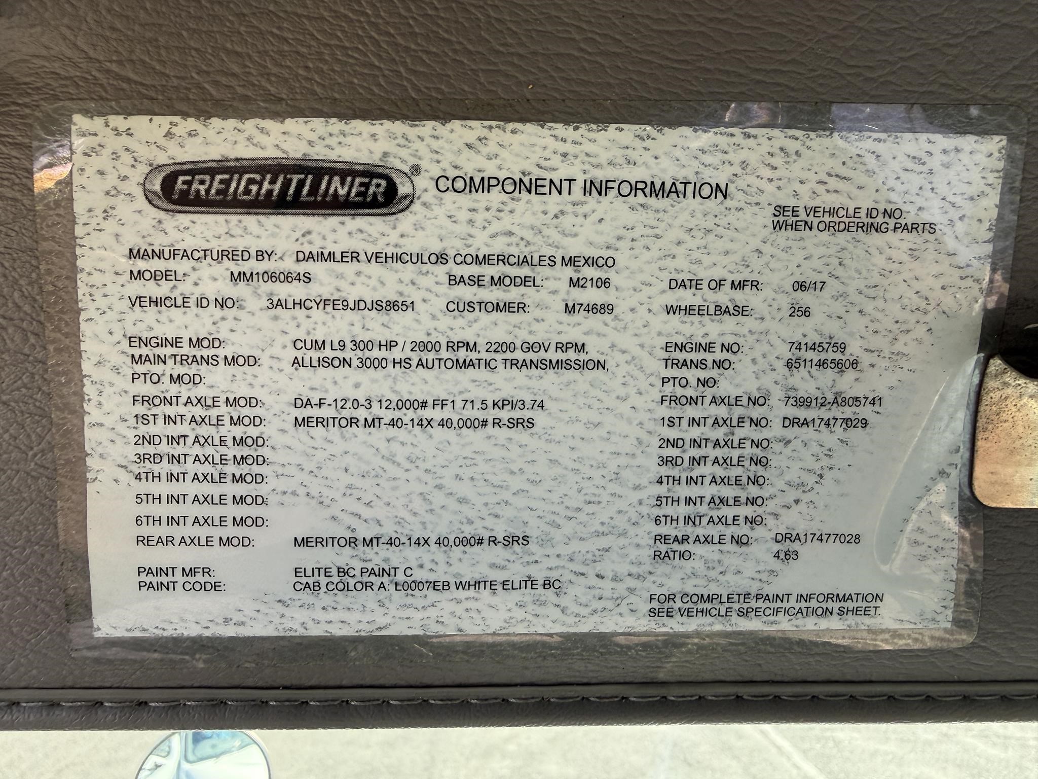 2018 FREIGHTLINER BUSINESS CLASS M2 106 11020088812 2018 FREIGHTLINER BUSINESS CLASS M2 106 11020088812
