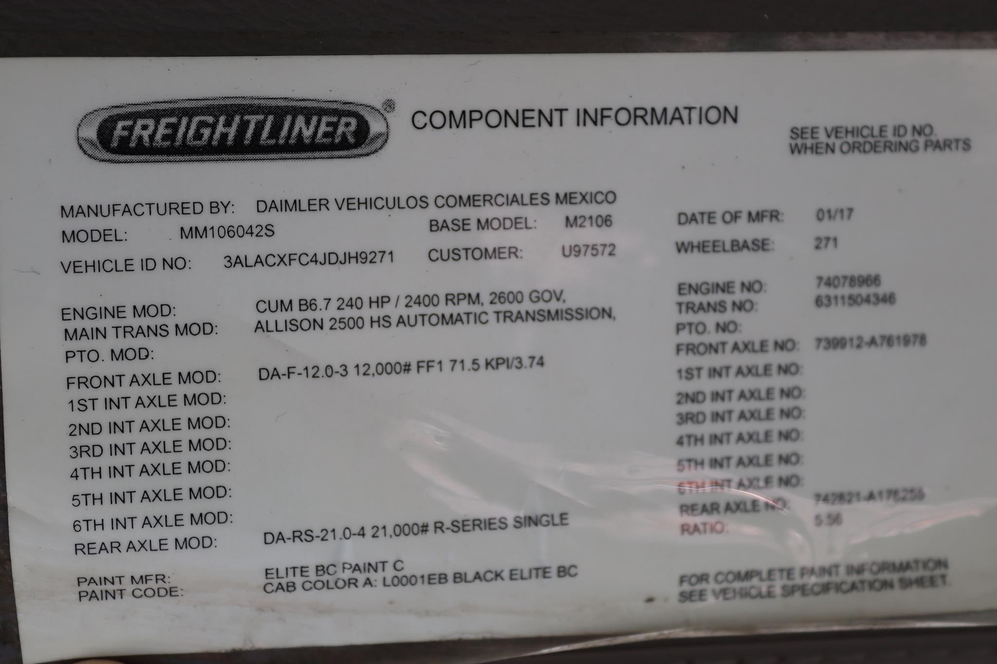 2018 FREIGHTLINER BUSINESS CLASS M2 106 11024112044 2018 FREIGHTLINER BUSINESS CLASS M2 106 11024112044