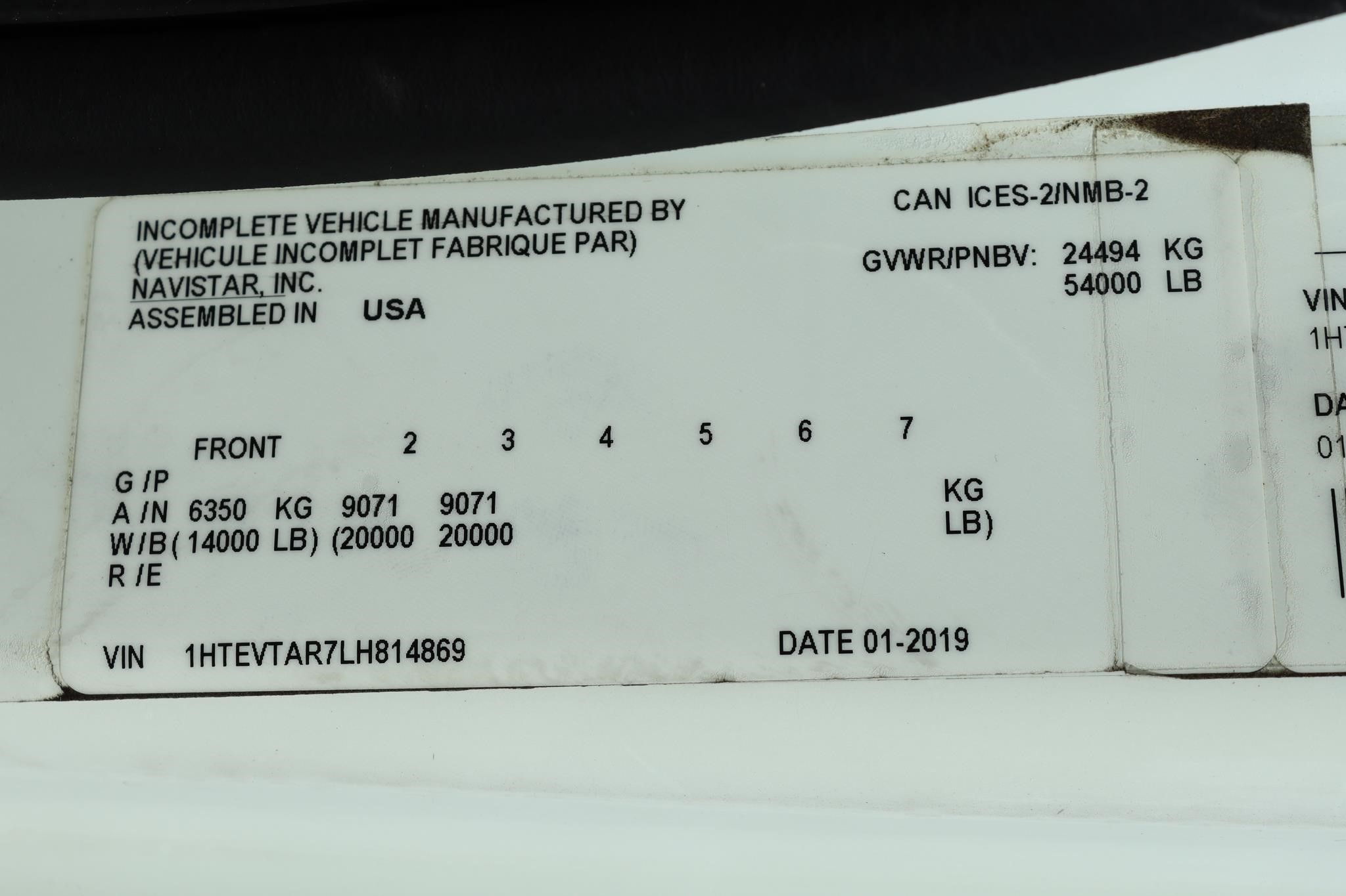 2020 INTERNATIONAL MV 11024270415 2020 INTERNATIONAL MV 11024270415