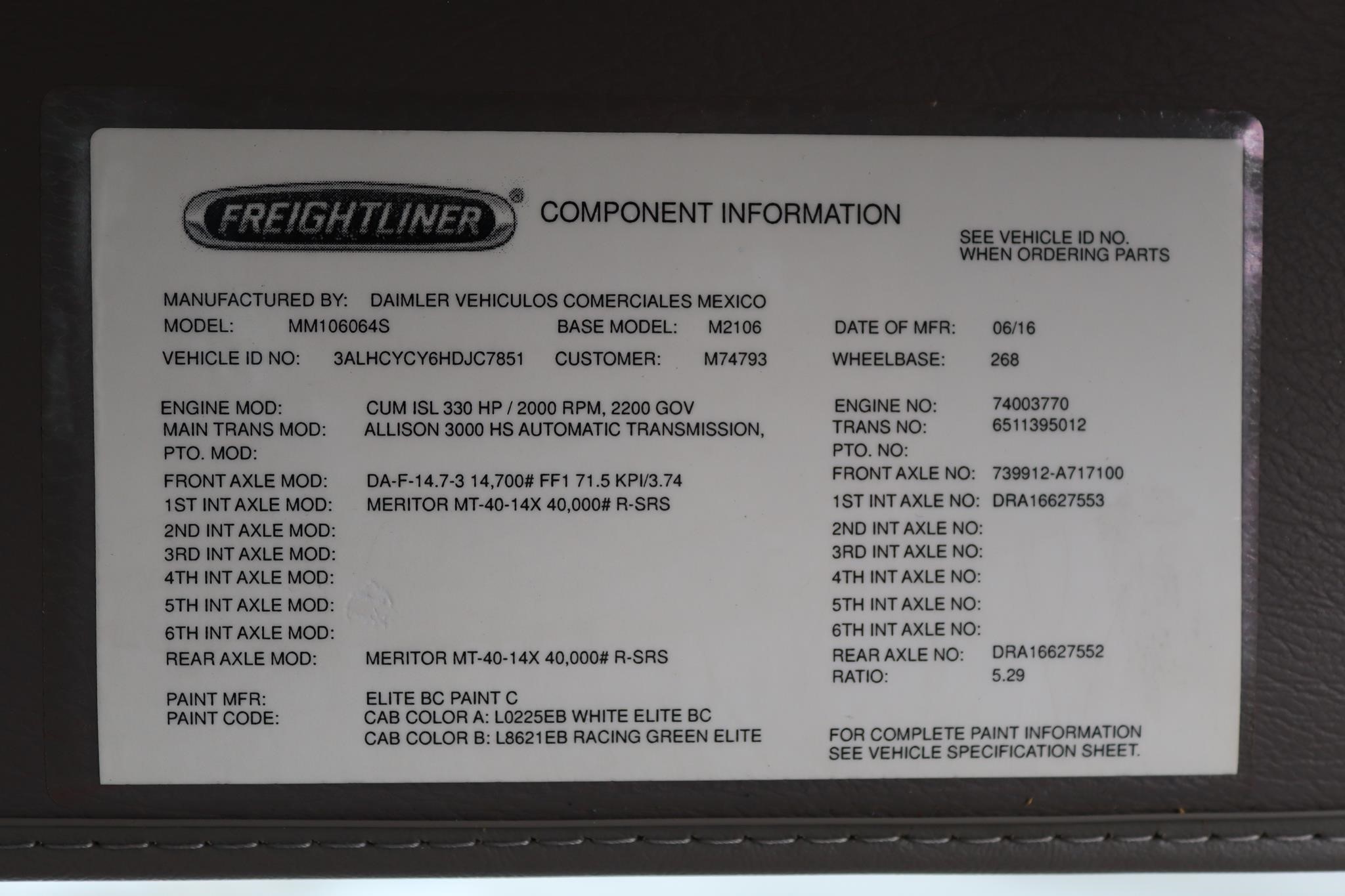 2017 FREIGHTLINER BUSINESS CLASS M2 106 11025525617 2017 FREIGHTLINER BUSINESS CLASS M2 106 11025525617
