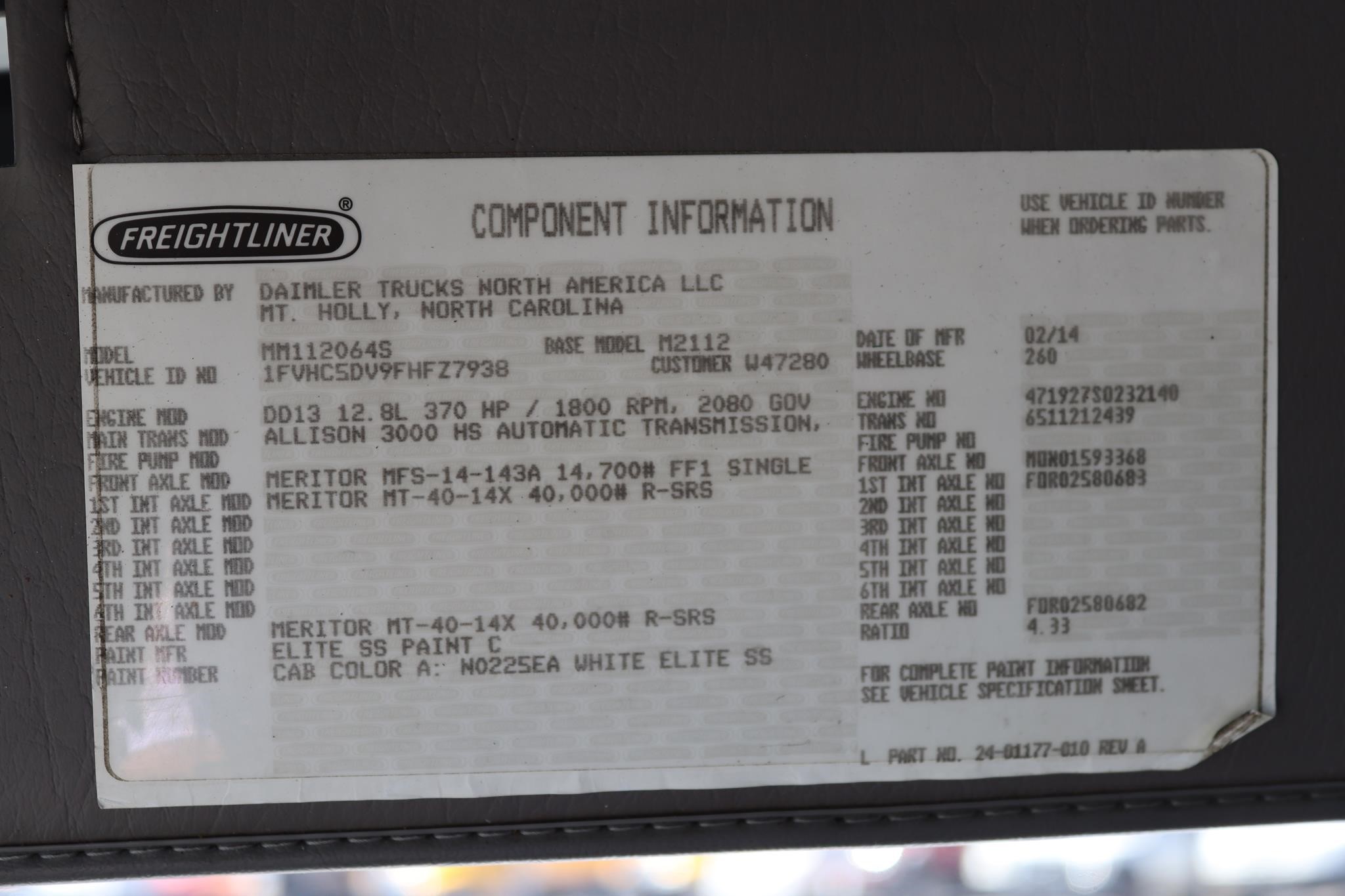 2015 FREIGHTLINER BUSINESS CLASS M2 112 11026664532 2015 FREIGHTLINER BUSINESS CLASS M2 112 11026664532