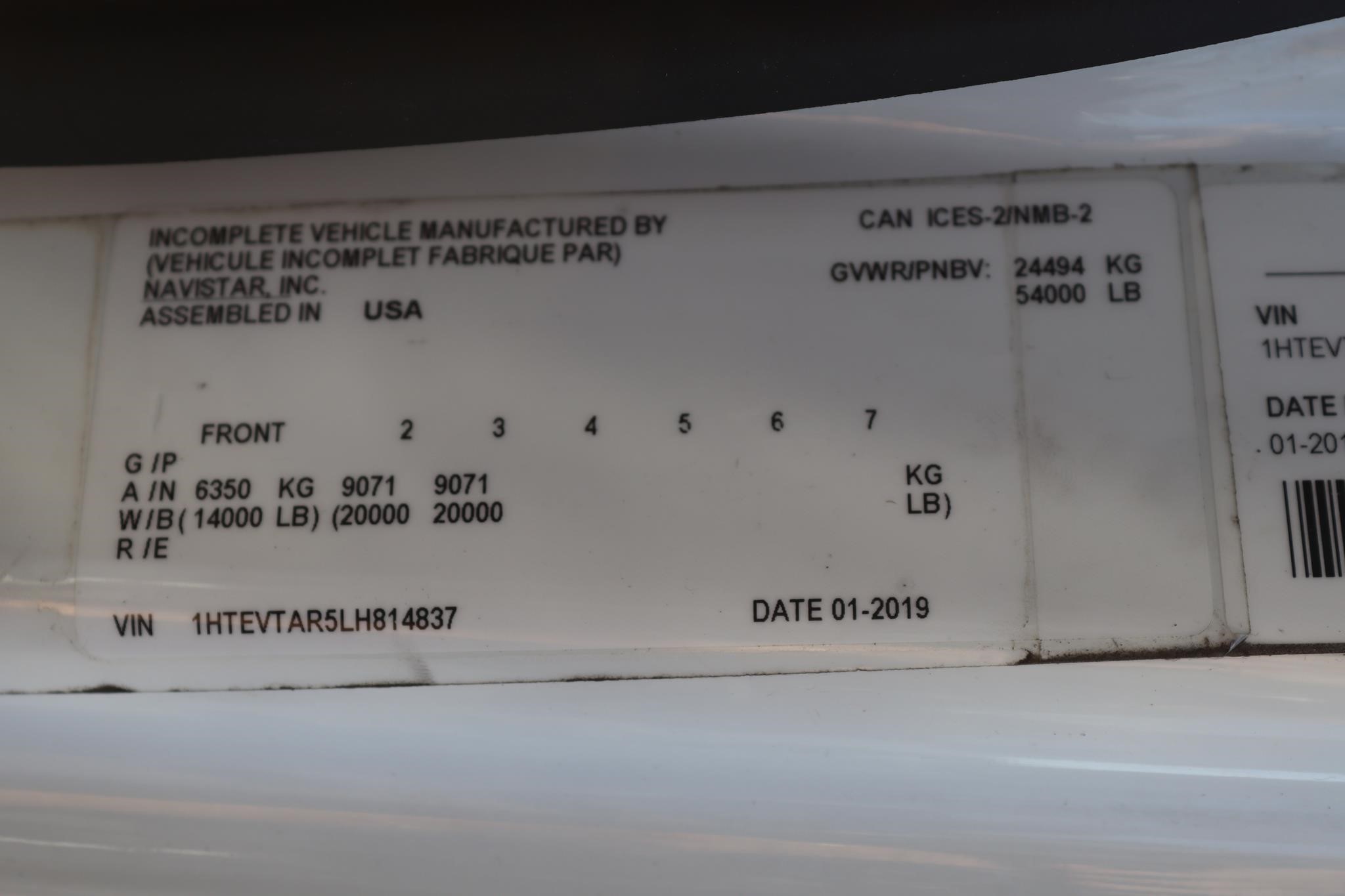 2020 INTERNATIONAL MV 11028399047 2020 INTERNATIONAL MV 11028399047