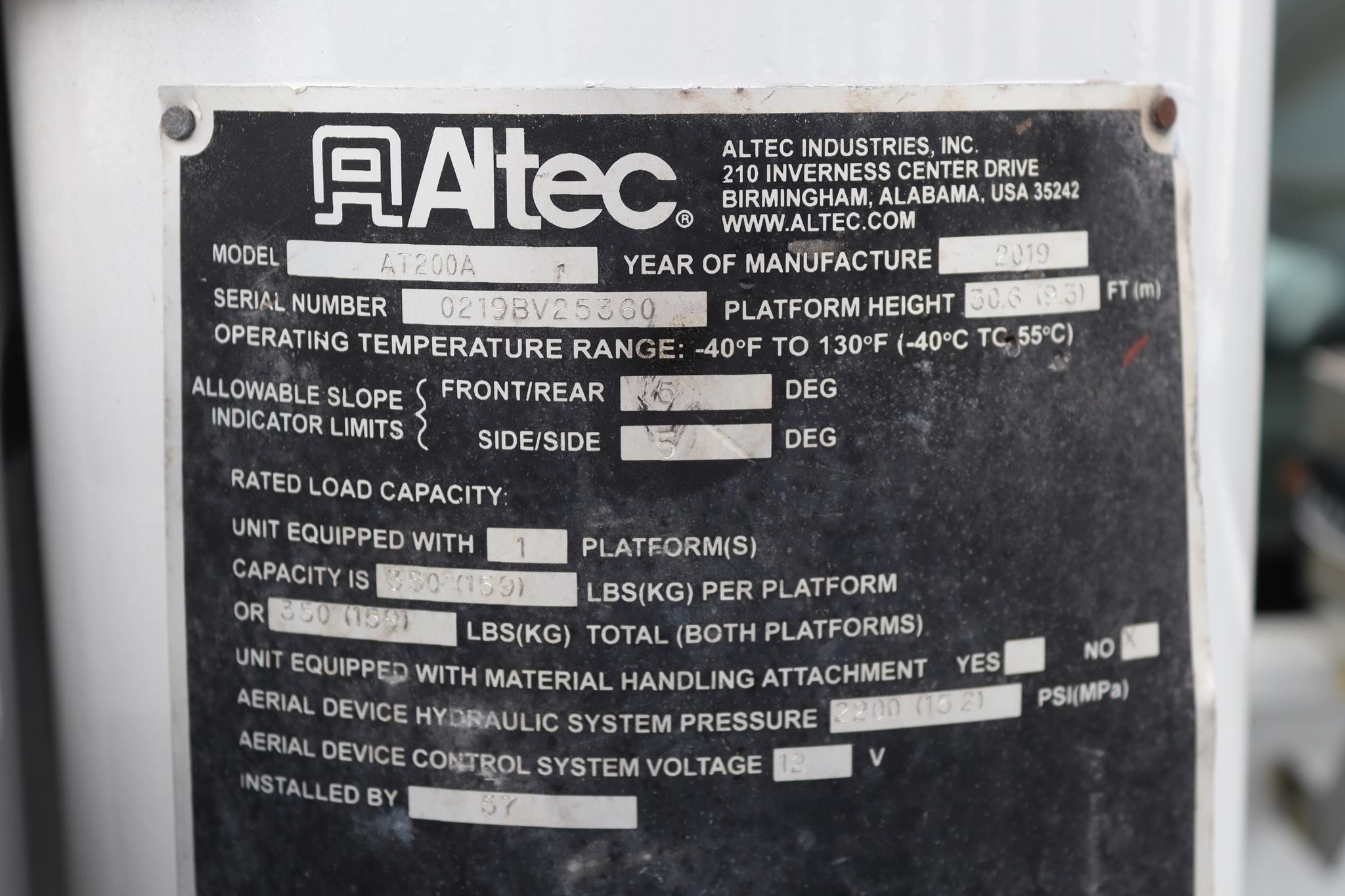 2019 ALTEC AT200A 11035101588 2019 ALTEC AT200A 11035101588