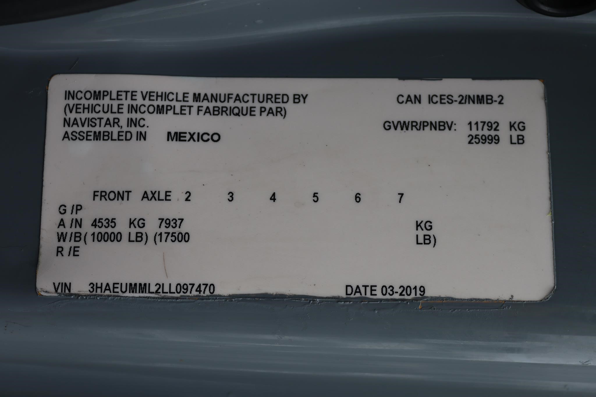 2020 INTERNATIONAL MV 11036860184 2020 INTERNATIONAL MV 11036860184