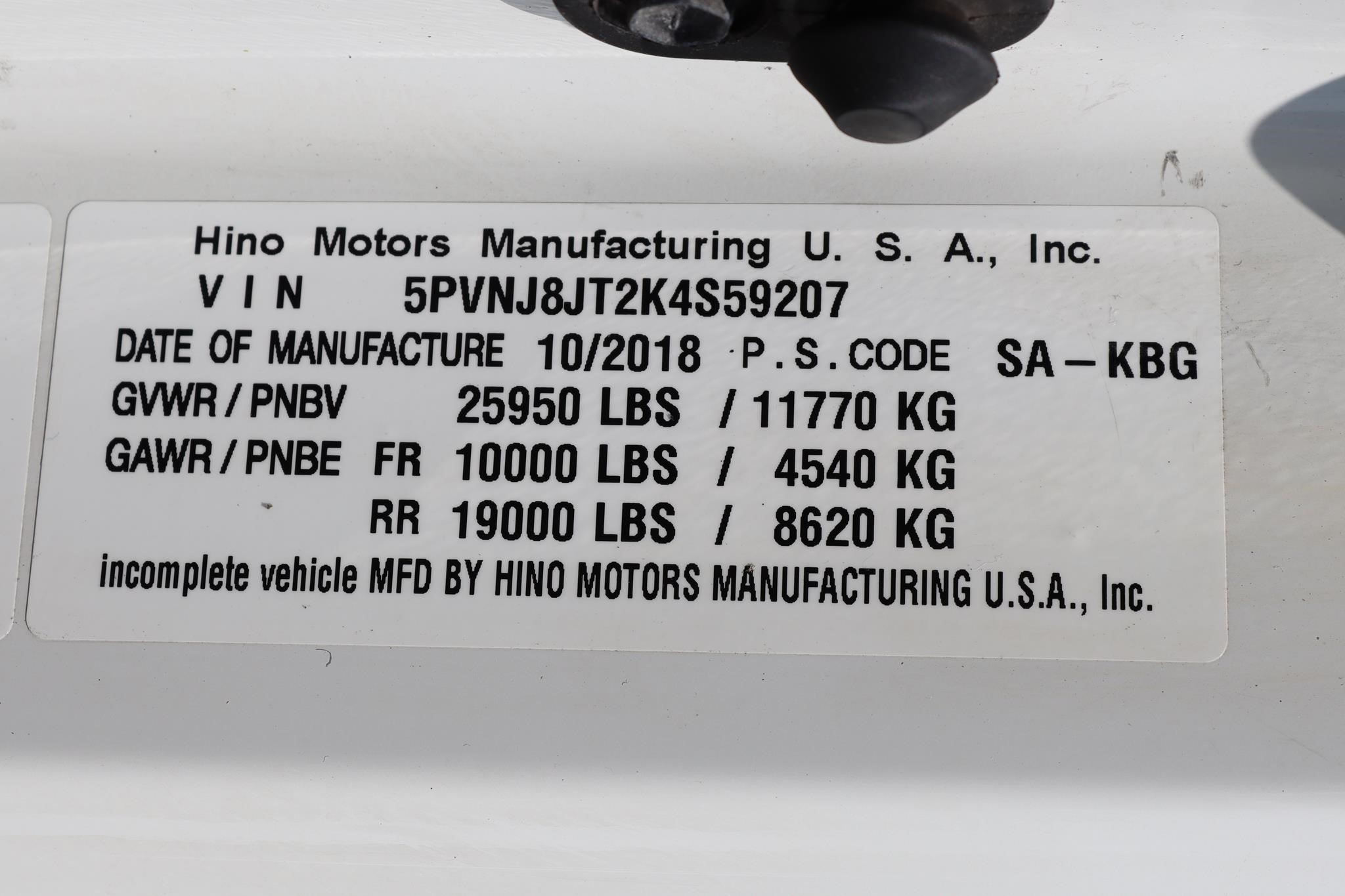 2019 HINO 268 11037168055 2019 HINO 268 11037168055