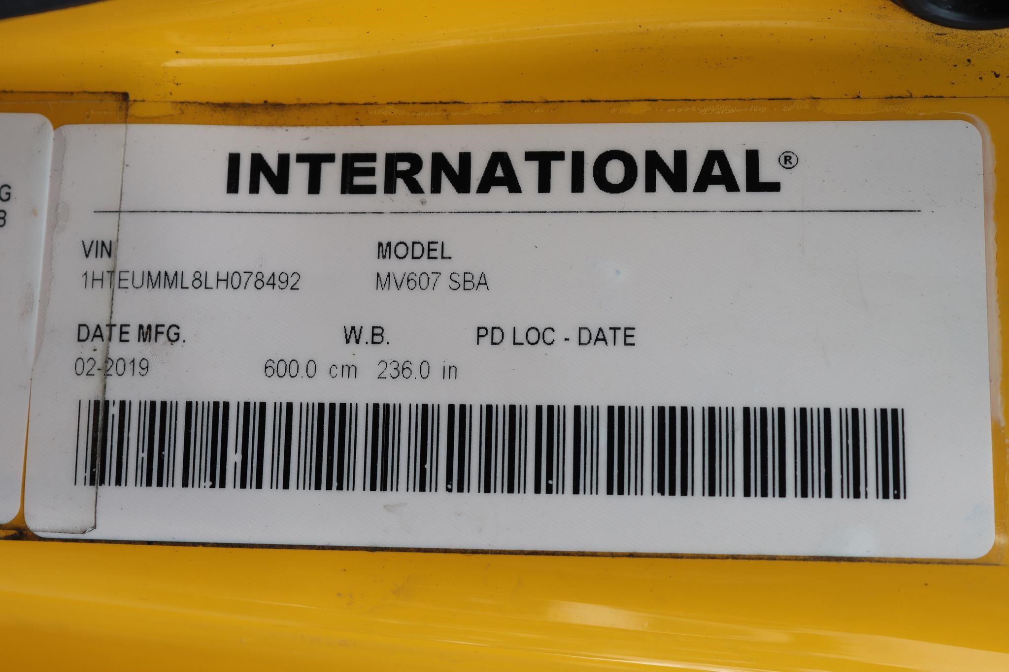 2020 INTERNATIONAL MV 11037923141 2020 INTERNATIONAL MV 11037923141