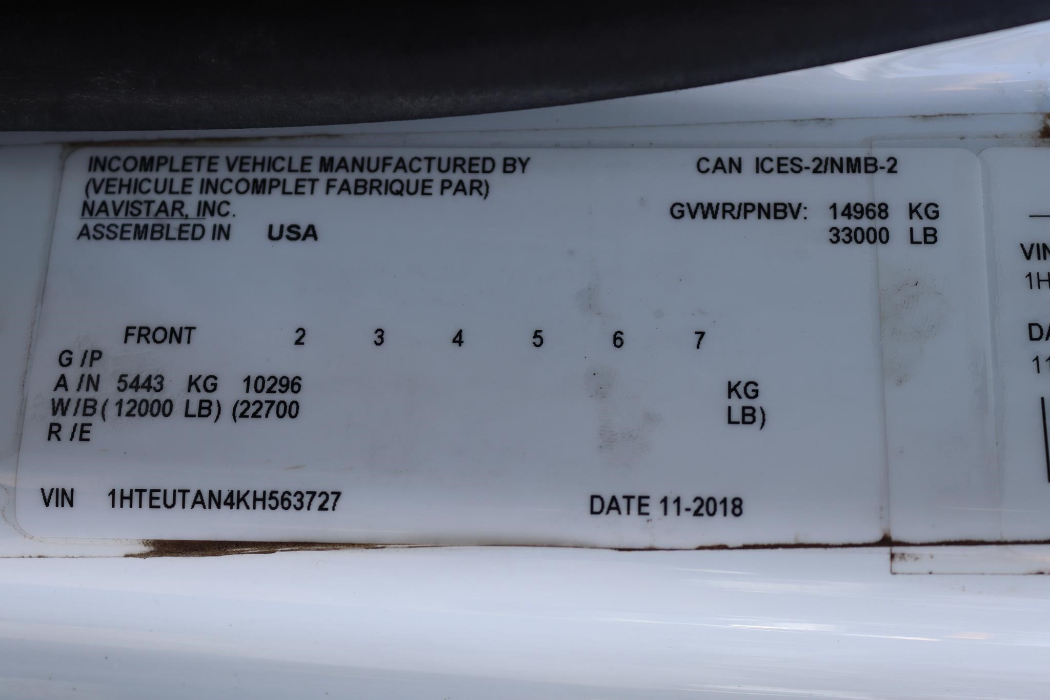 2019 INTERNATIONAL MV 11038134503 2019 INTERNATIONAL MV 11038134503