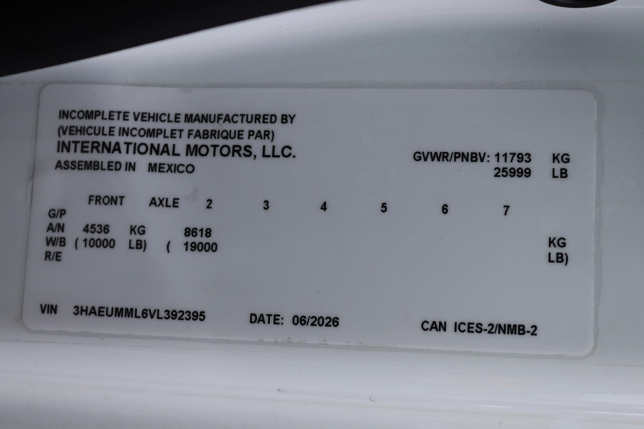 2027 INTERNATIONAL MV 11042635395 2027 INTERNATIONAL MV 11042635395