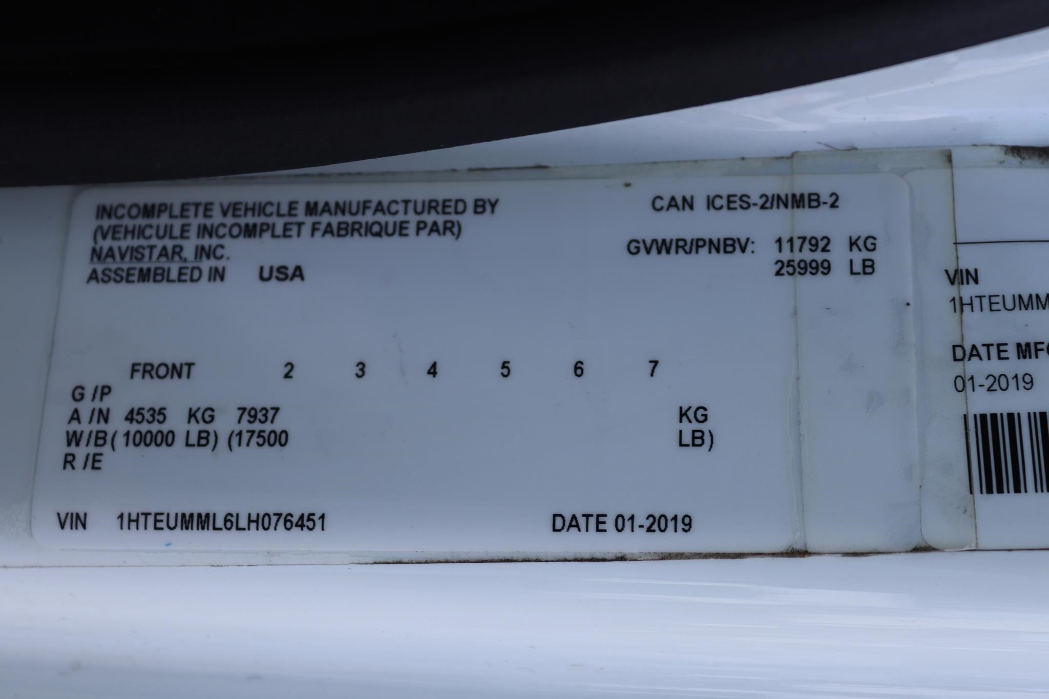 2020 INTERNATIONAL MV 11043306926 2020 INTERNATIONAL MV 11043306926