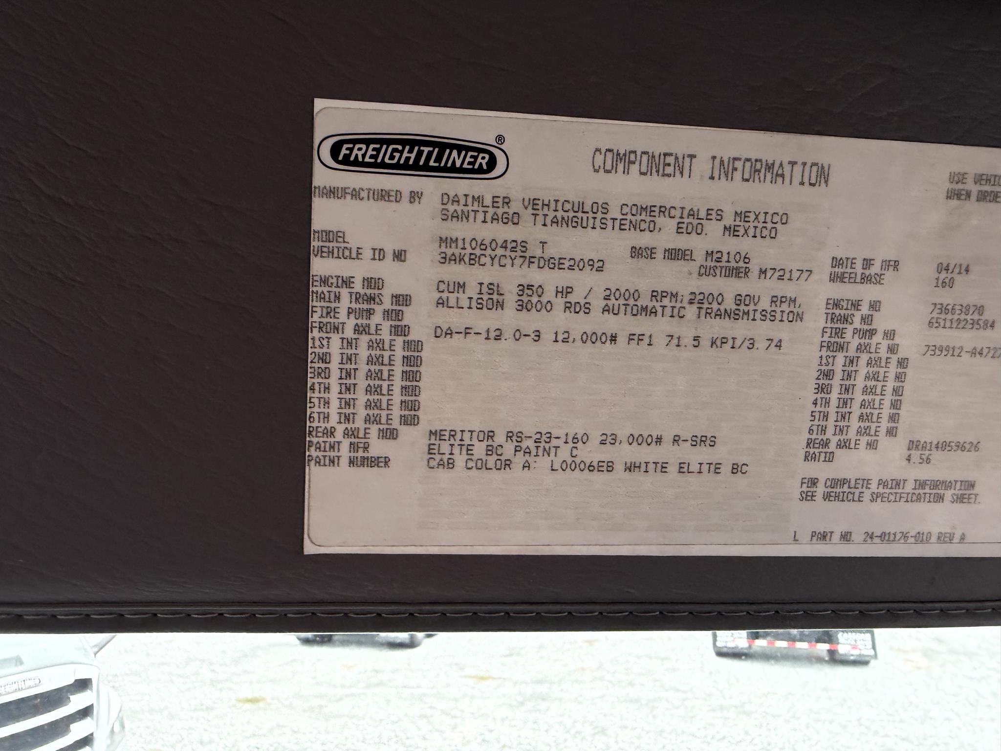 2015 FREIGHTLINER BUSINESS CLASS M2 106 11048973925 2015 FREIGHTLINER BUSINESS CLASS M2 106 11048973925