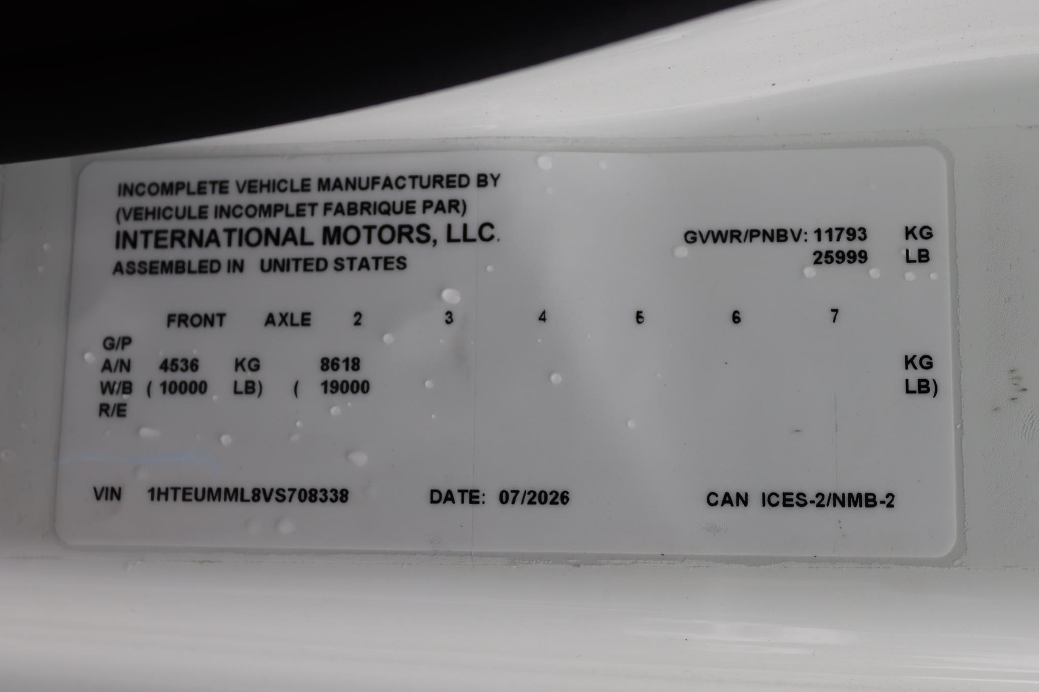2027 INTERNATIONAL MV 11049803376 2027 INTERNATIONAL MV 11049803376