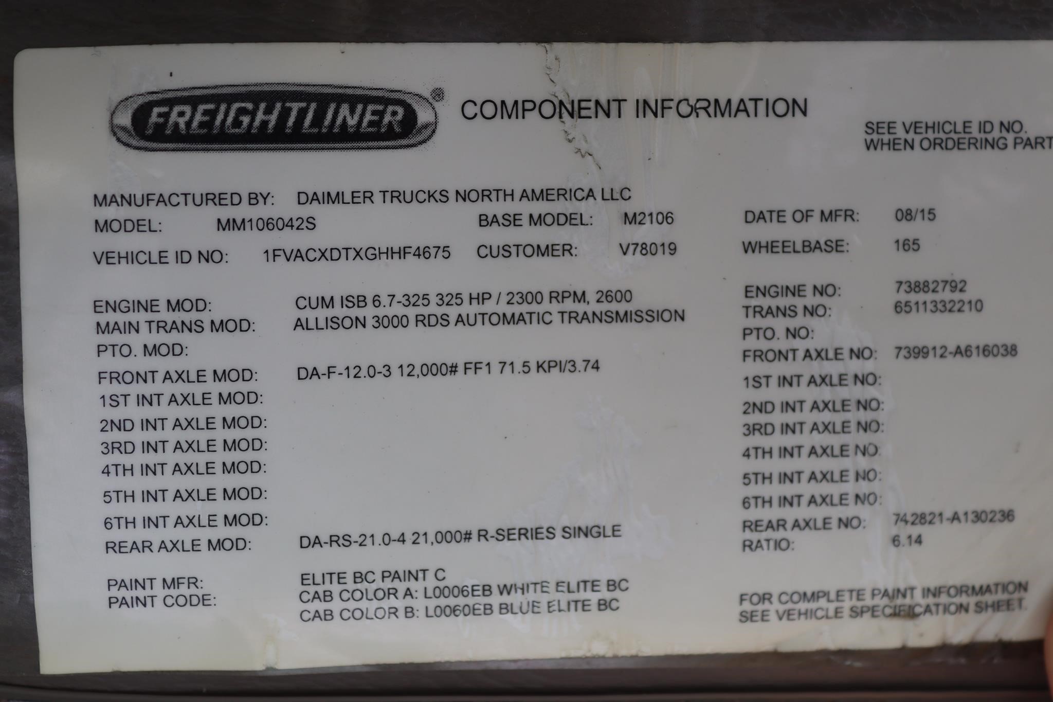 2016 FREIGHTLINER BUSINESS CLASS M2 106 11049840685 2016 FREIGHTLINER BUSINESS CLASS M2 106 11049840685
