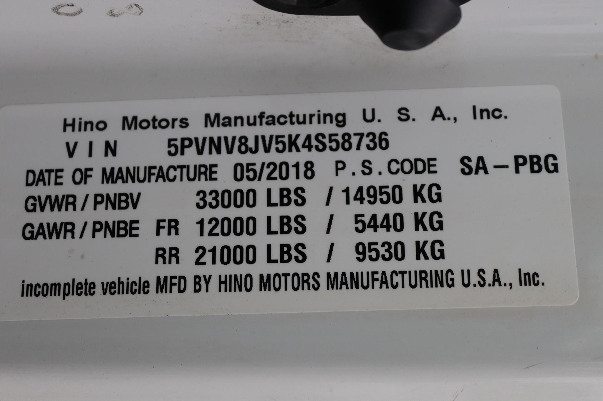 2019 HINO 338 11051166486 2019 HINO 338 11051166486