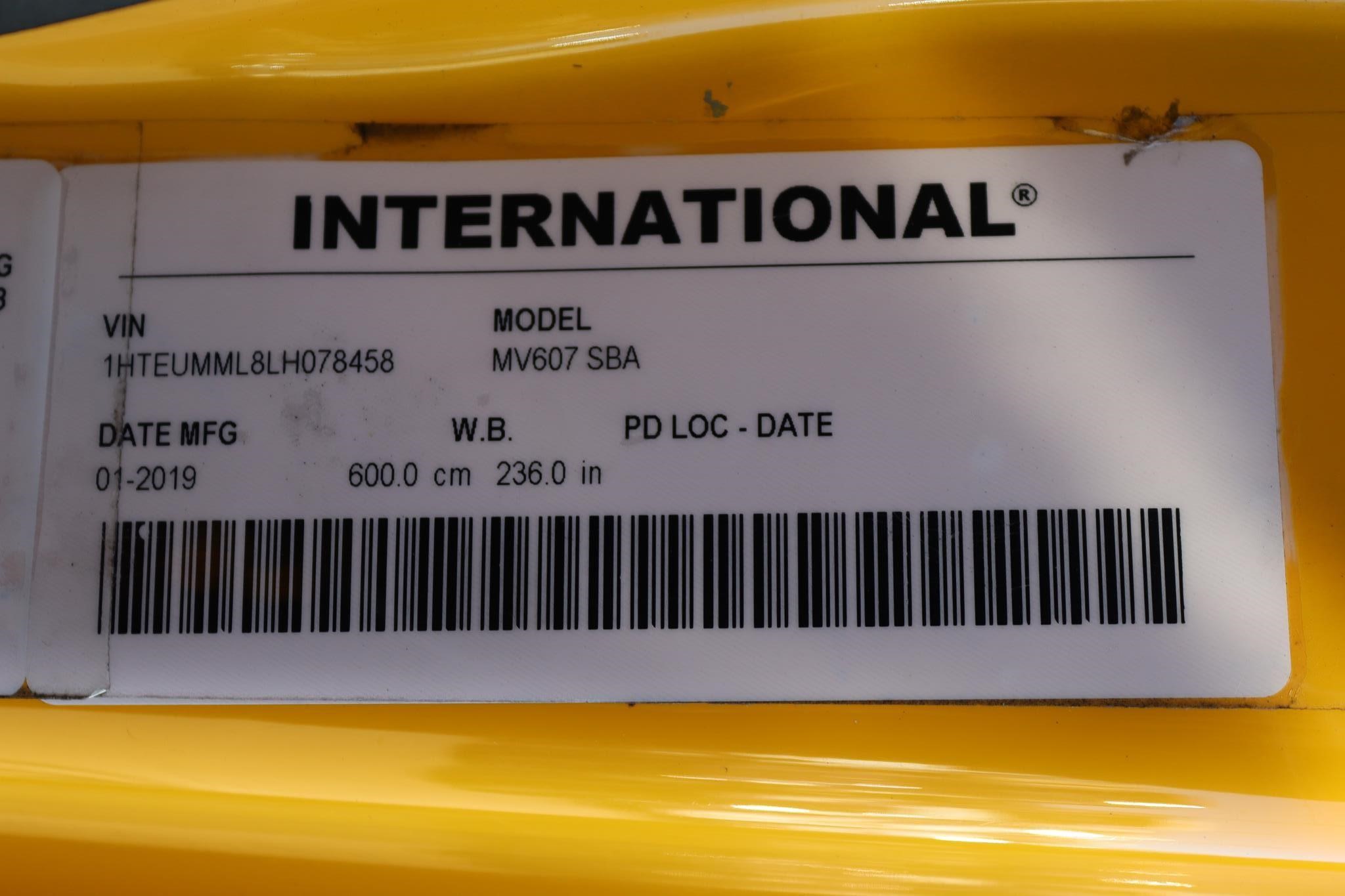 2020 INTERNATIONAL MV 11053787674 2020 INTERNATIONAL MV 11053787674